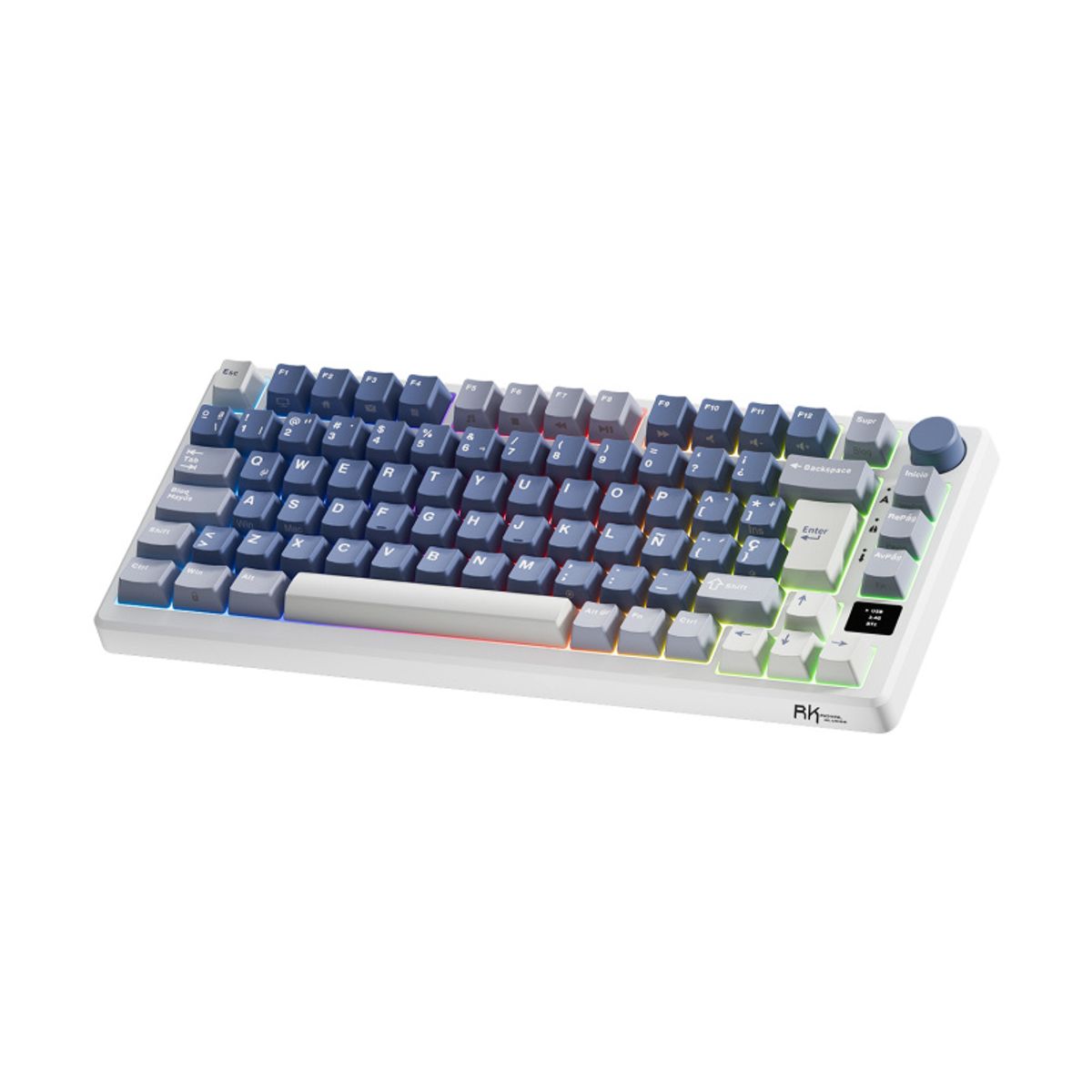 ROYAL KLUDGE - Teclado Mecánico Español Inalámbrico Rk Royal Kludge M75 Ocean Blue