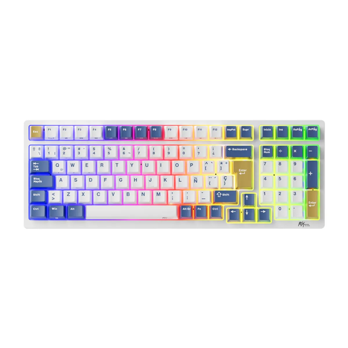 ROYAL KLUDGE - Teclado Mecánico Español Inalámbrico Rk Royal Kludge RK98 Red switch