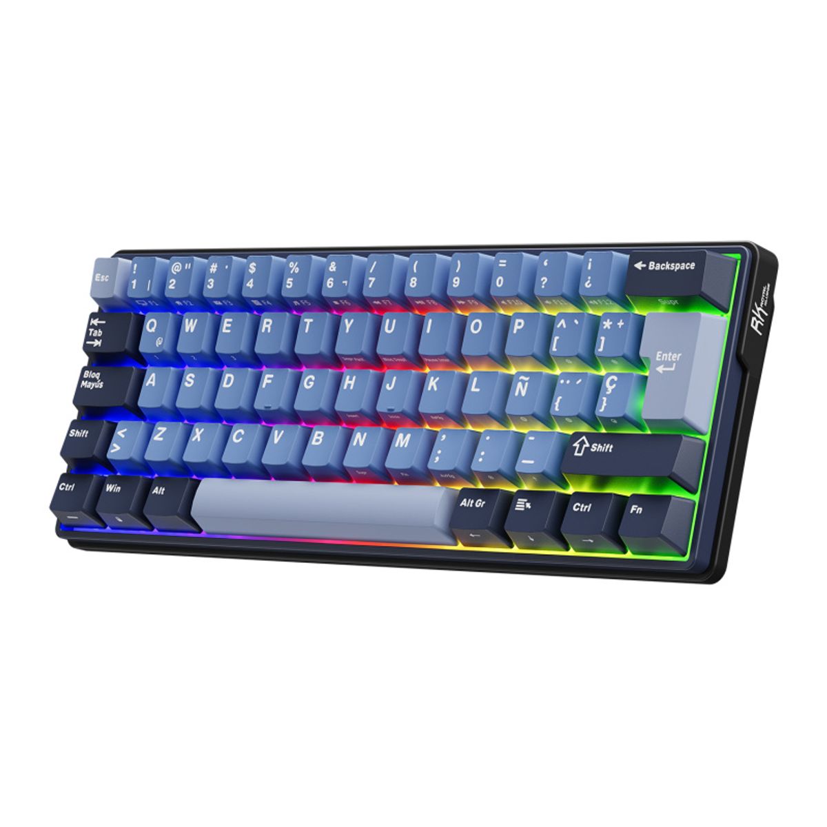 ROYAL KLUDGE - Teclado Mecánico Español Inalámbrico RK61PLUS Indigo 60%TKL Teclados