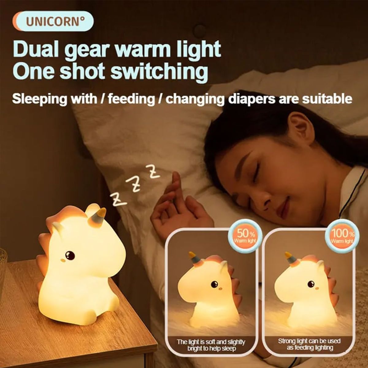 GENERICO - Lampara LED de Unicornio 6 Colores Alta Duracion