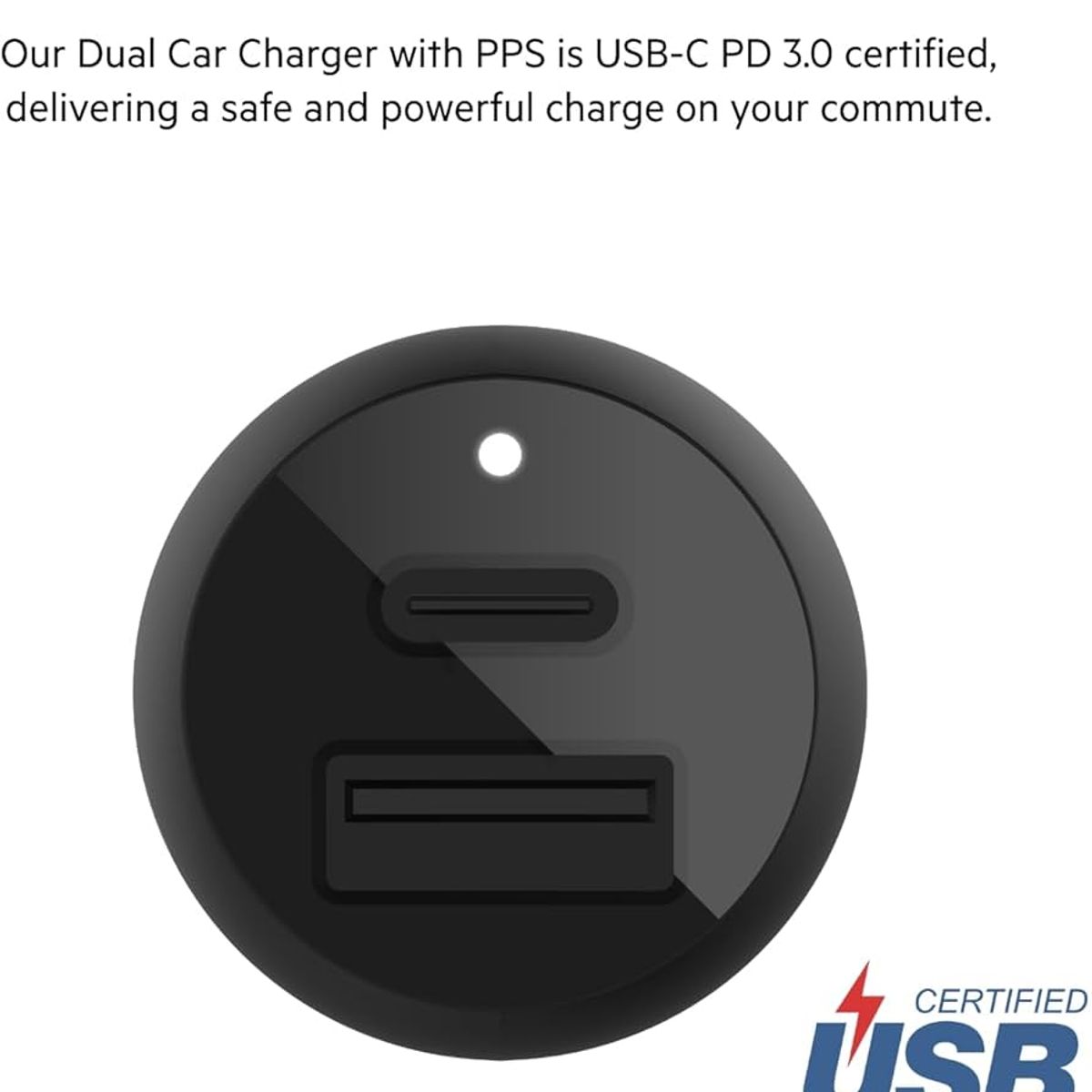 BELKIN - CARGADOR DE AUTO 37 WATTS  DOBLE SALIDA INCLUYE CABLE LIGHTNING