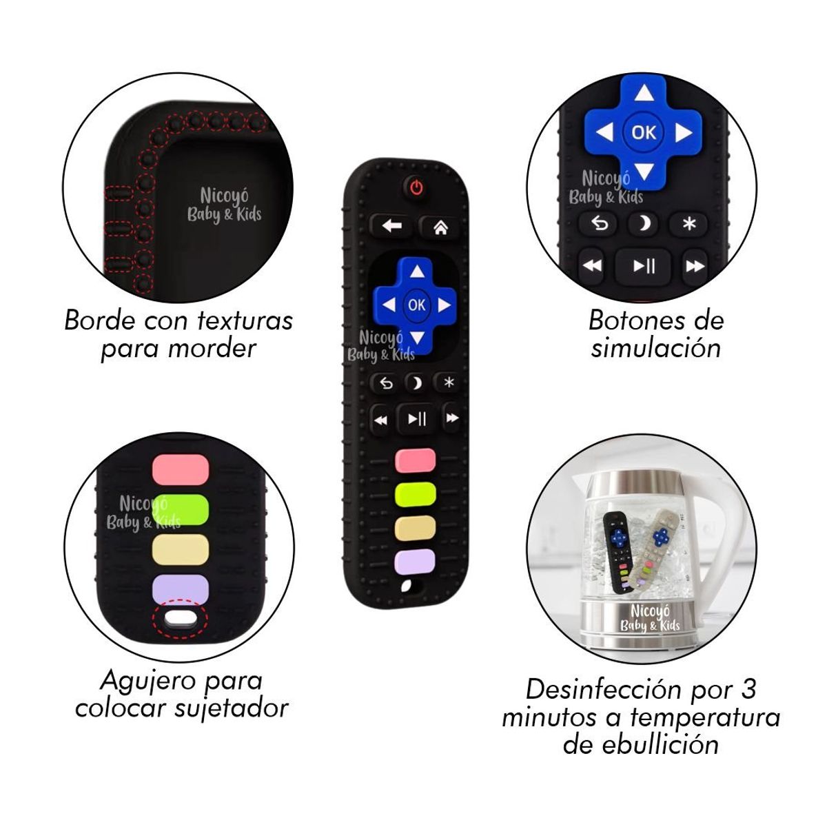 IMPORTADO MC - Mordedor con Forma de Control Remoto para Bebés Negro