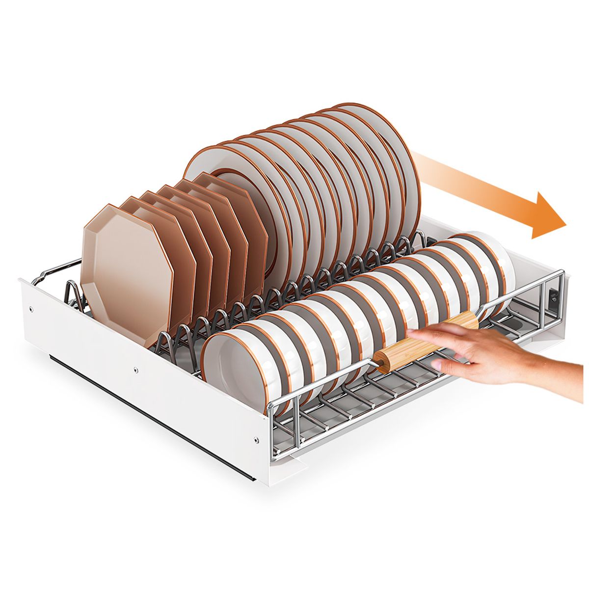 KELLER - Organizador Escurridor de Platos Extraíble Deslizable de Acero L70