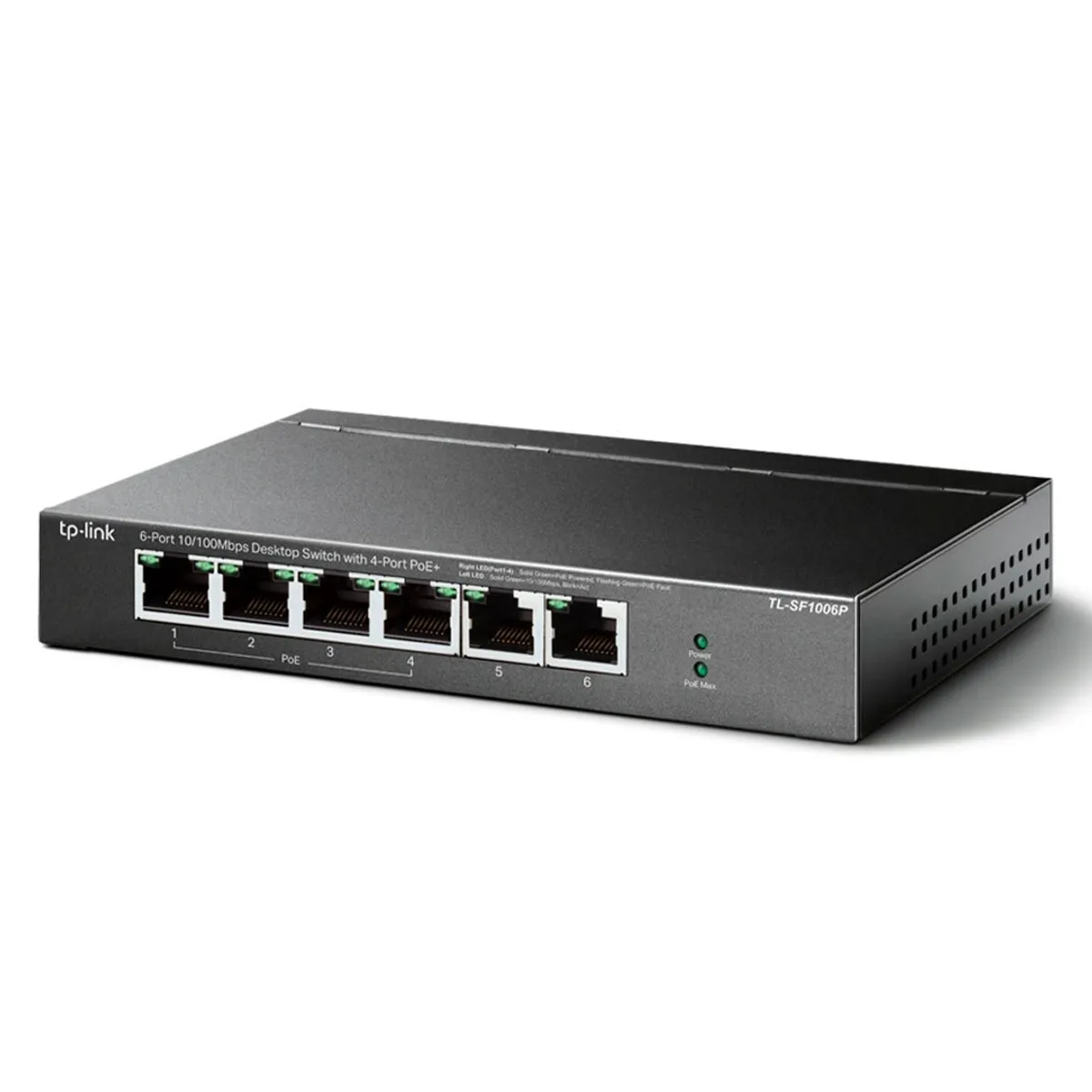 TP LINK - TP-LINK TL-SF1006P Switch PoE 4 Puertos 10/100 2Uplink 67W