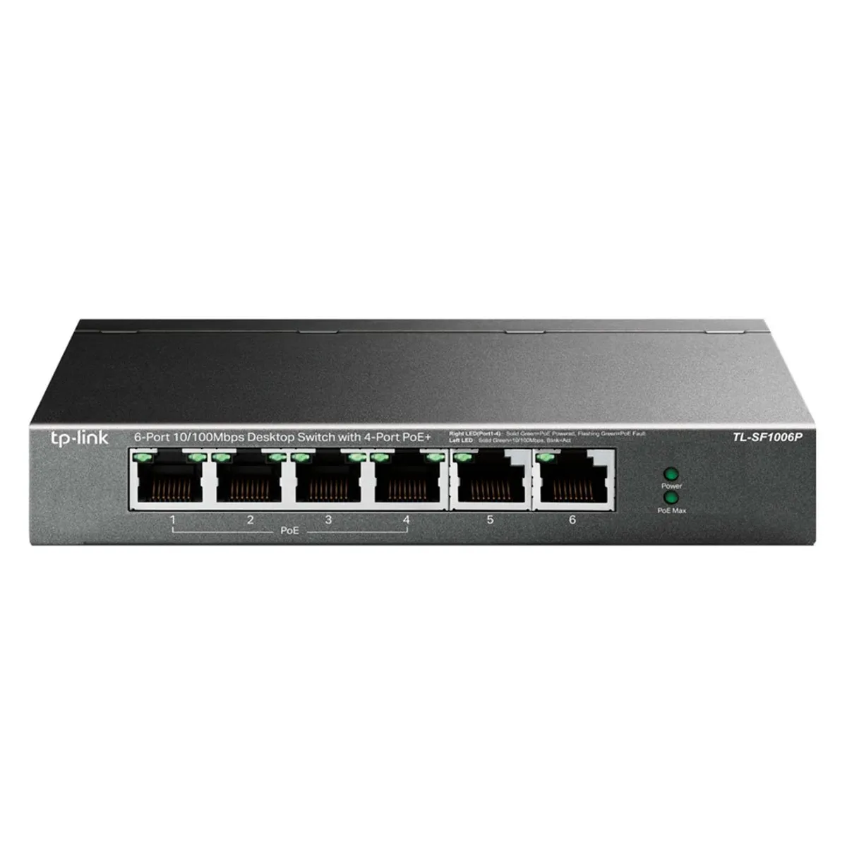 TP LINK - TP-LINK TL-SF1006P Switch PoE 4 Puertos 10/100 2Uplink 67W