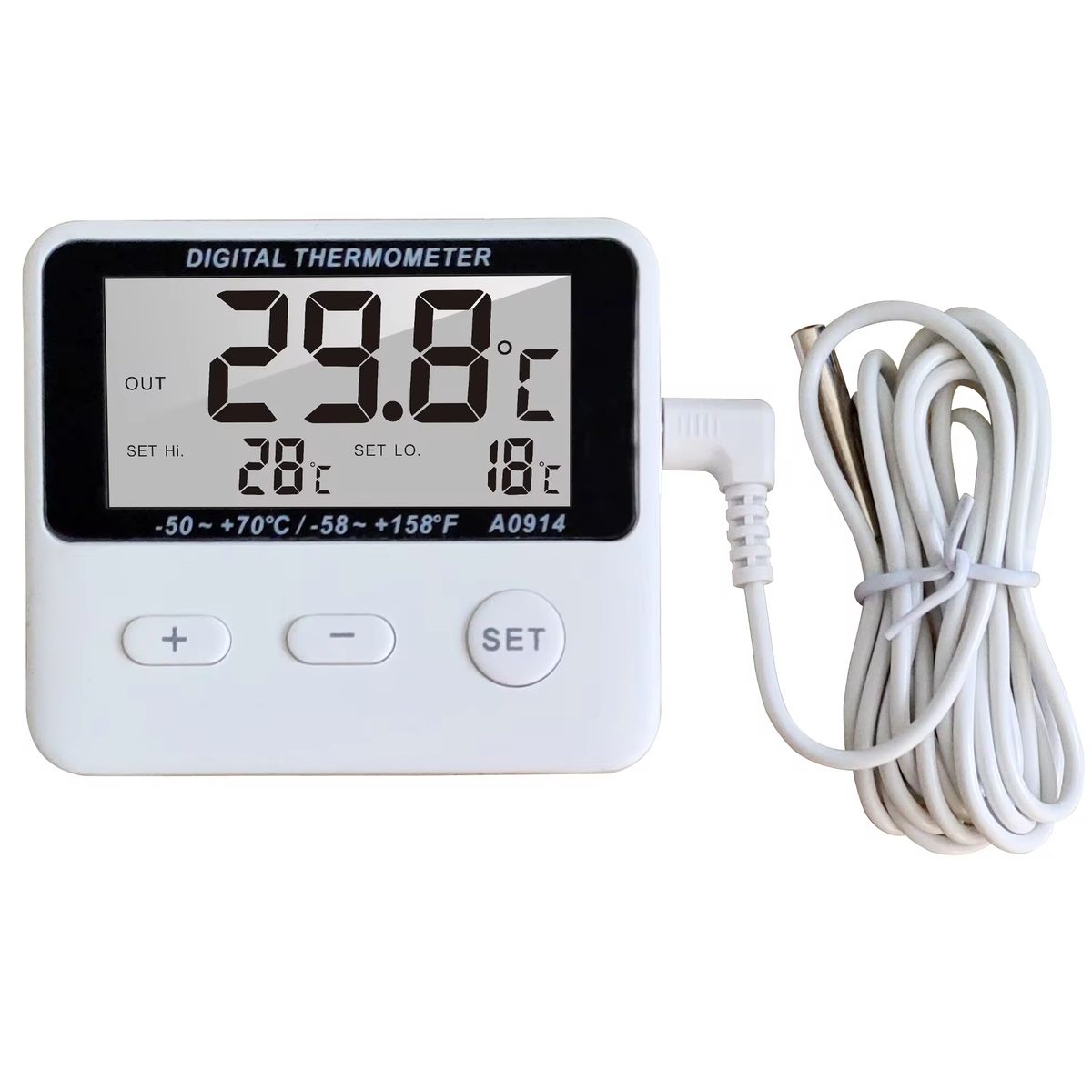 OEM - Termómetro Digital con Sonda y Alarma Refrigeración Cocina Invernadero