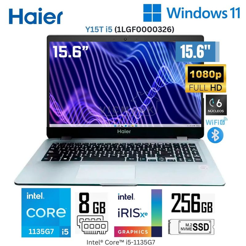 HAIER - Laptop Haier Y15T I5 Intel Corei5-1135G7 8GB RAM  256GB SSD 15.6"   FHD  Intel Iris Xe 1LGF0000326.