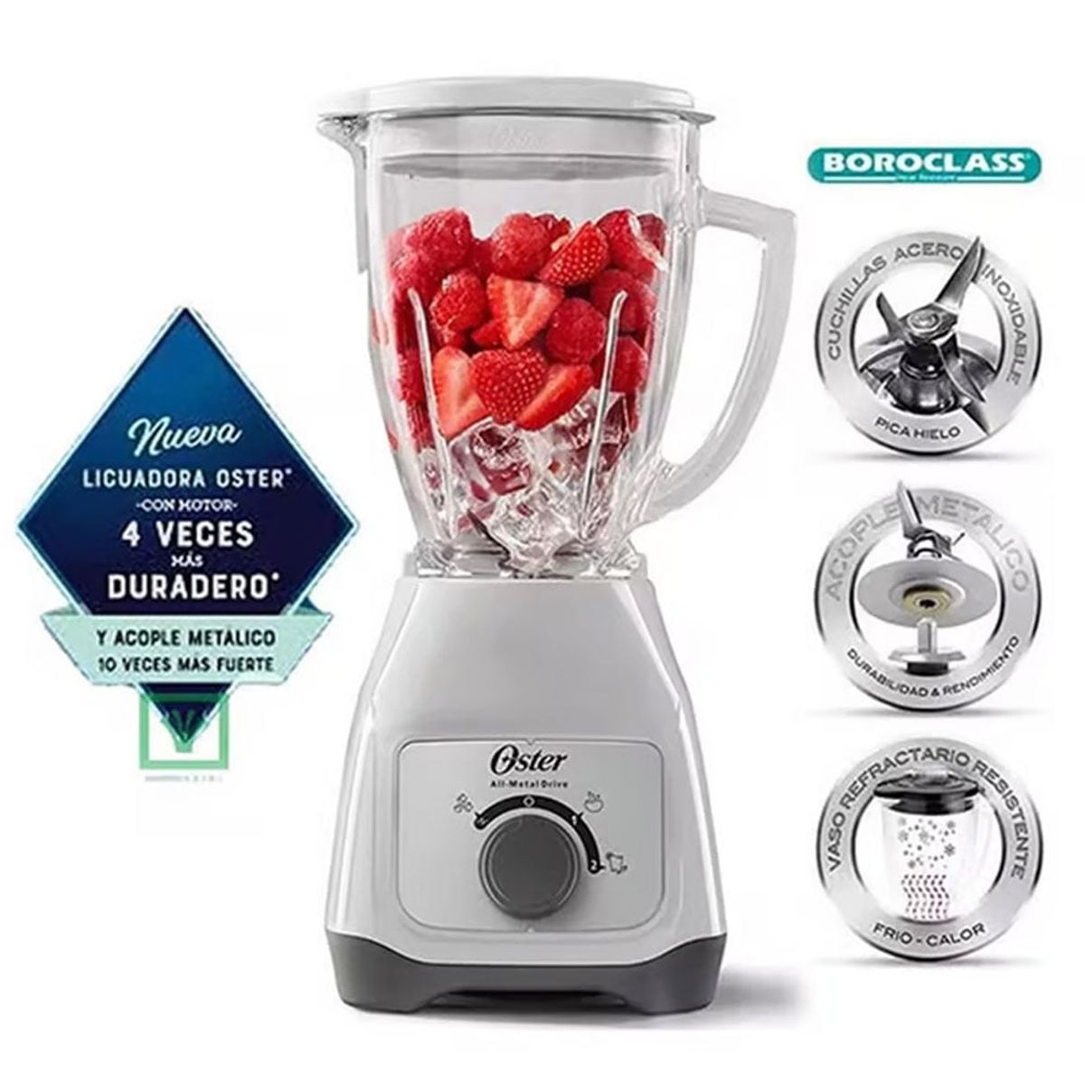 OSTER - Licuadora 15Lts Control de perilla Tritura Hielo BLSTKAGWRD