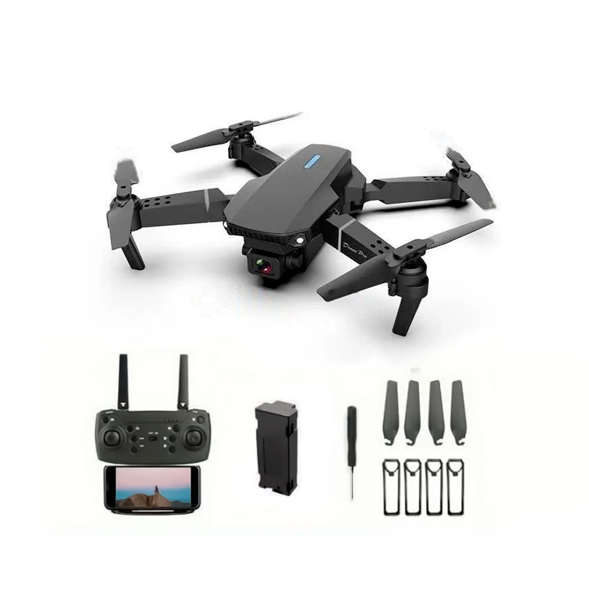 GENERICO - Drone E88 WiFi Doble Camara 4K + Estuche y Accesorios