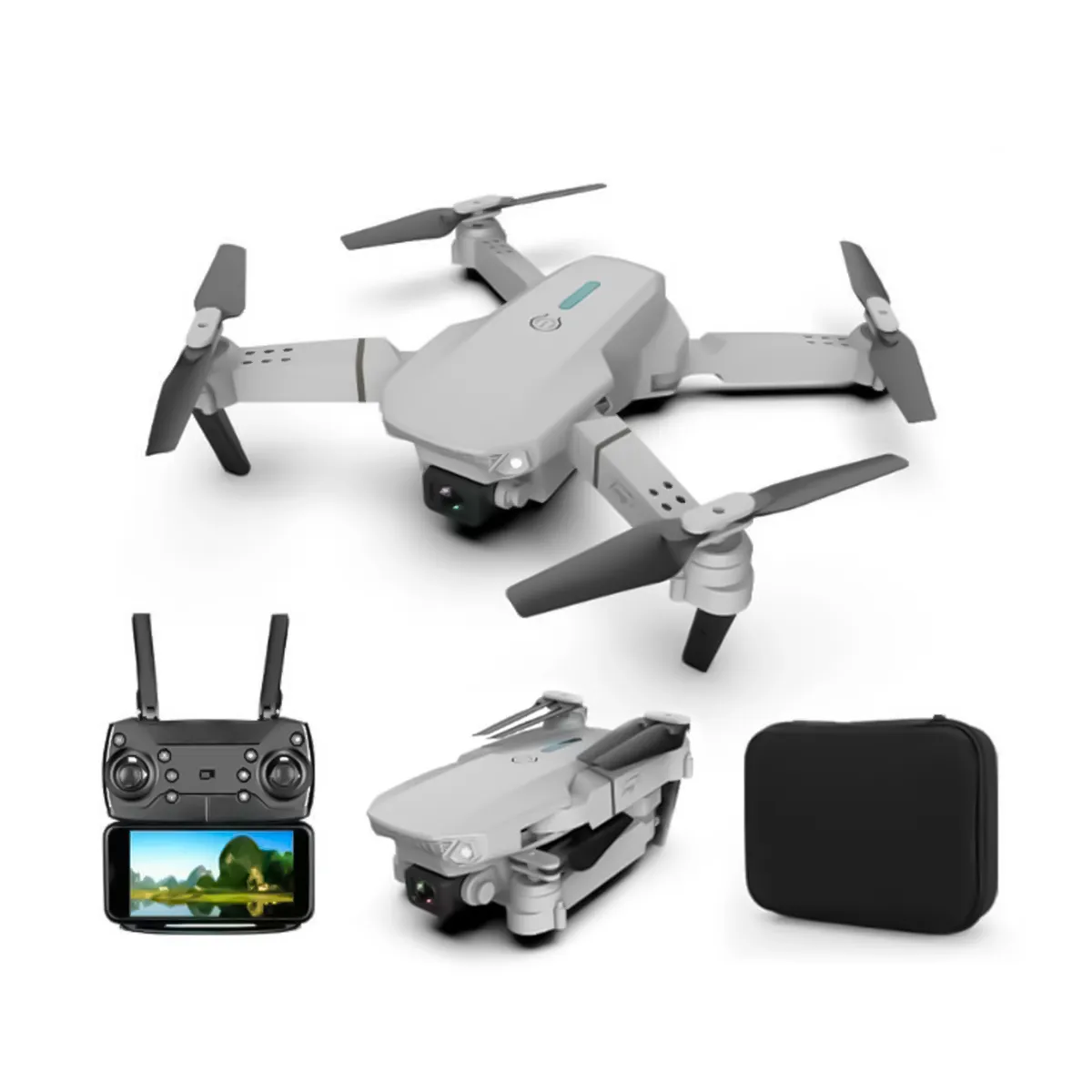 GENERICO - Drone E88 WiFi Doble Camara 4K + Estuche y Accesorios.
