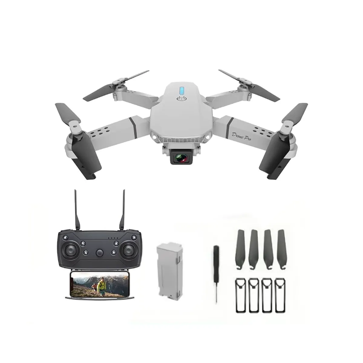 GENERICO - Drone E88 WiFi Doble Camara 4K + Estuche y Accesorios.