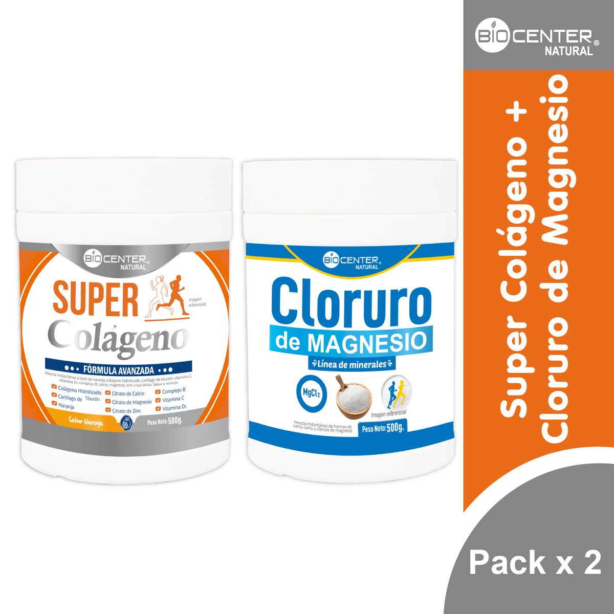 BIOCENTER NATURAL - Pack Biocenter - Super colágeno x 500g + Cloruro de magnesio x 500g