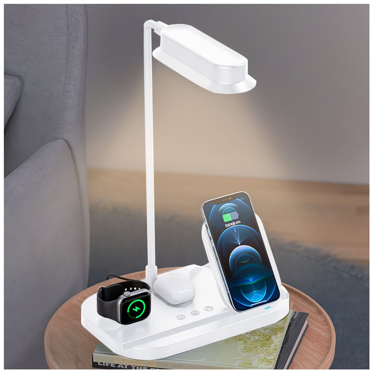 KELLER - Lámpara LED Flexible con Carga Inalámbrica 4 en 1 Blanco T80