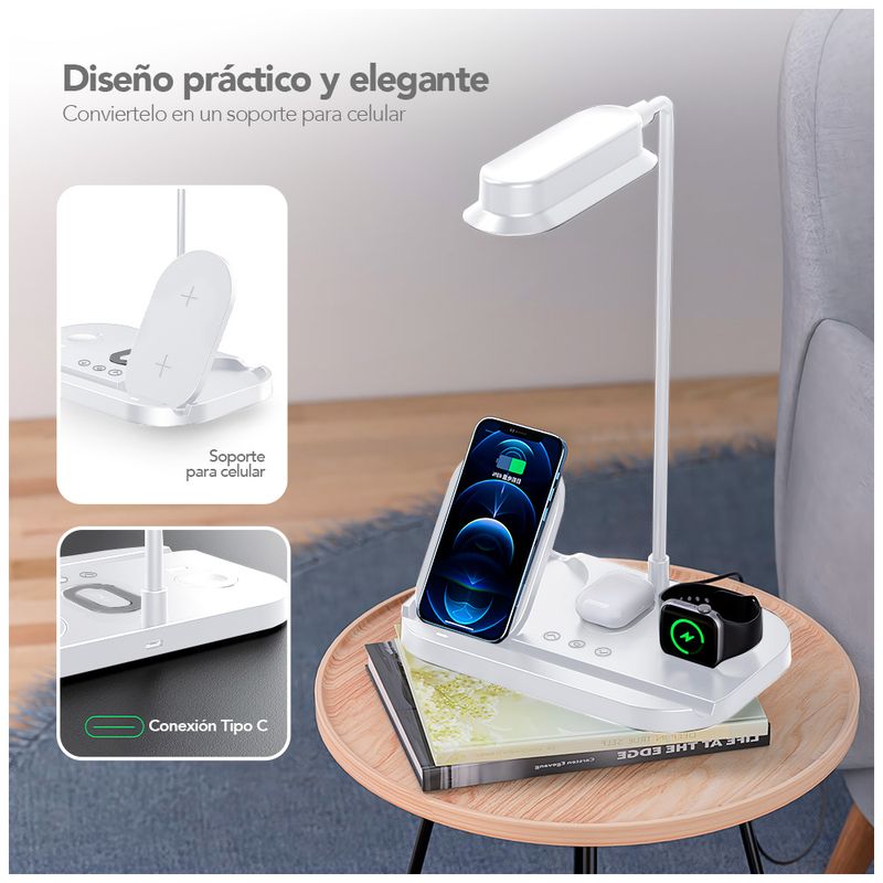 Lámpara LED Flexible con Carga Inalámbrica en Blanco T80