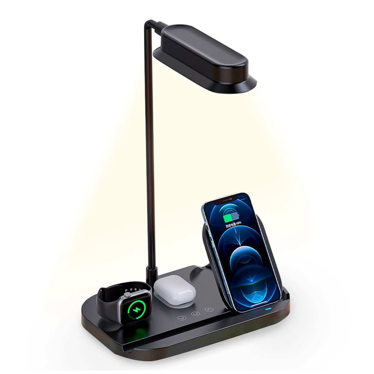 KELLER - Lámpara LED Flexible con Carga Inalámbrica 4 en 1 Negro T80