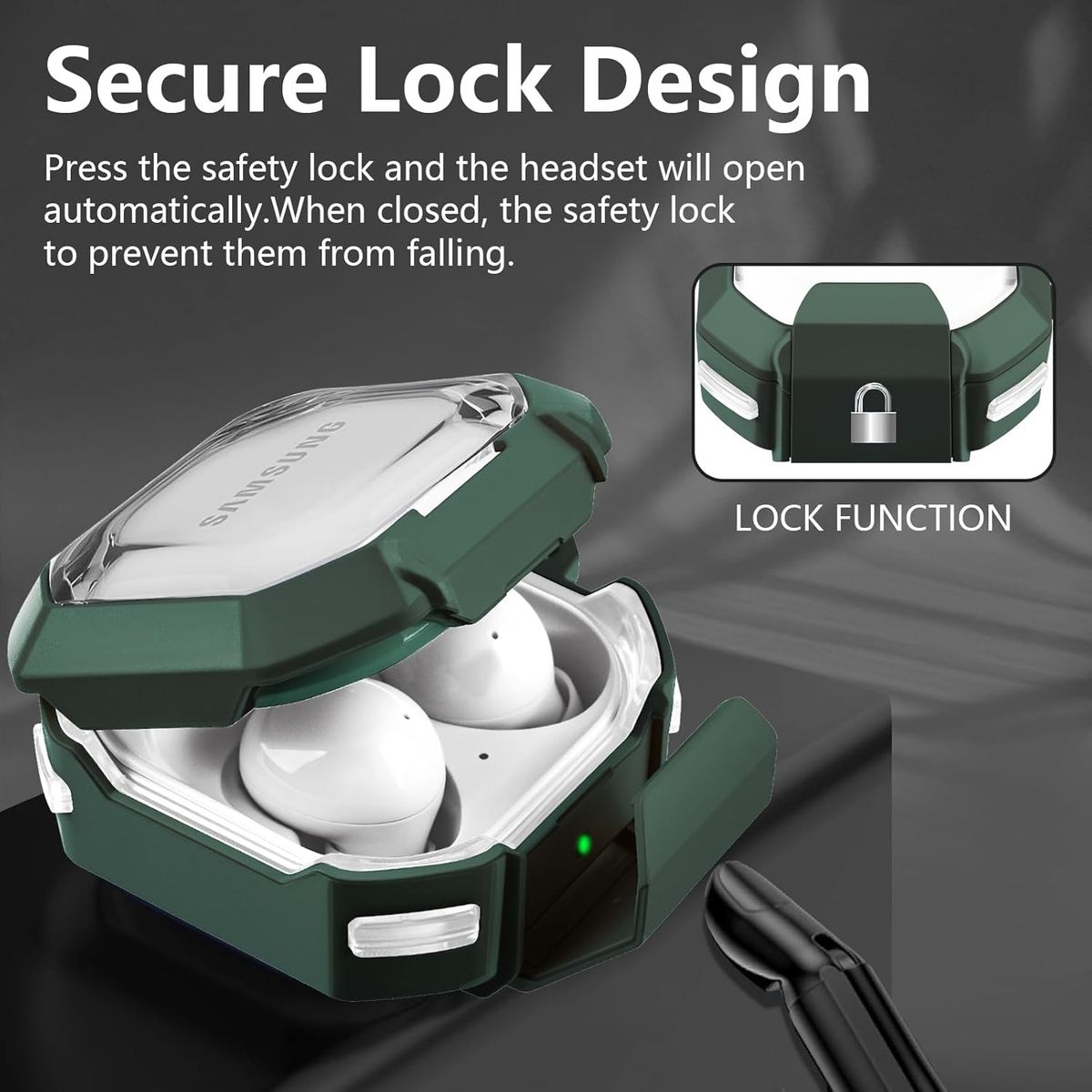 GENERICO - Funda transparente para Samsung Galaxy Buds FE - Verde