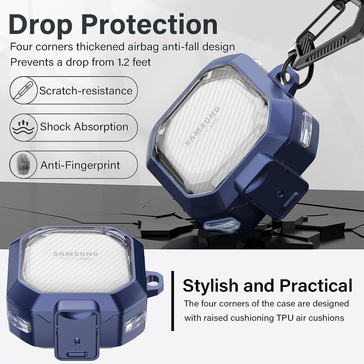 GENERICO - Funda transparente para Samsung Galaxy Buds FE - Azul