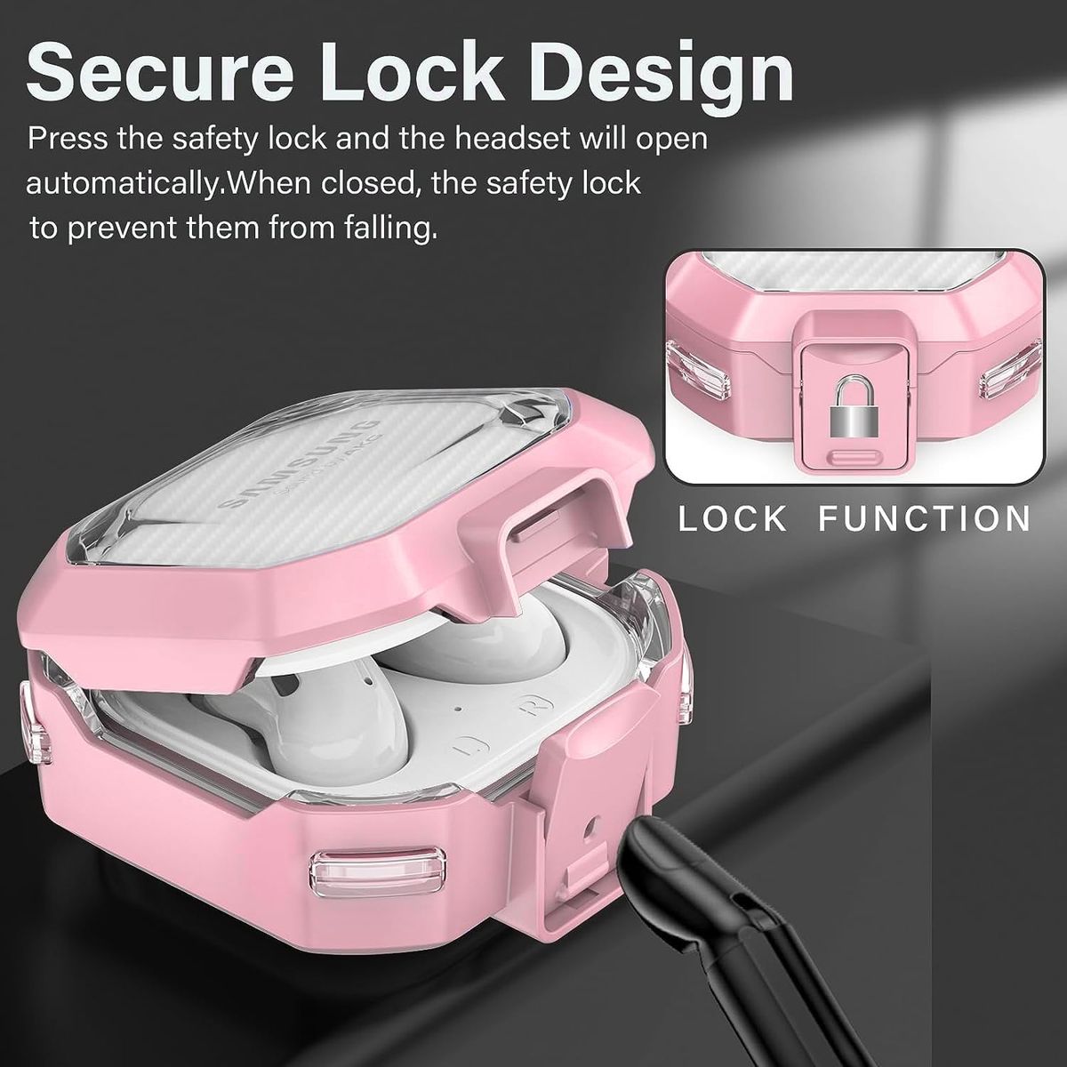 GENERICO - Funda transparente para Samsung Galaxy Buds FE - Rosaso