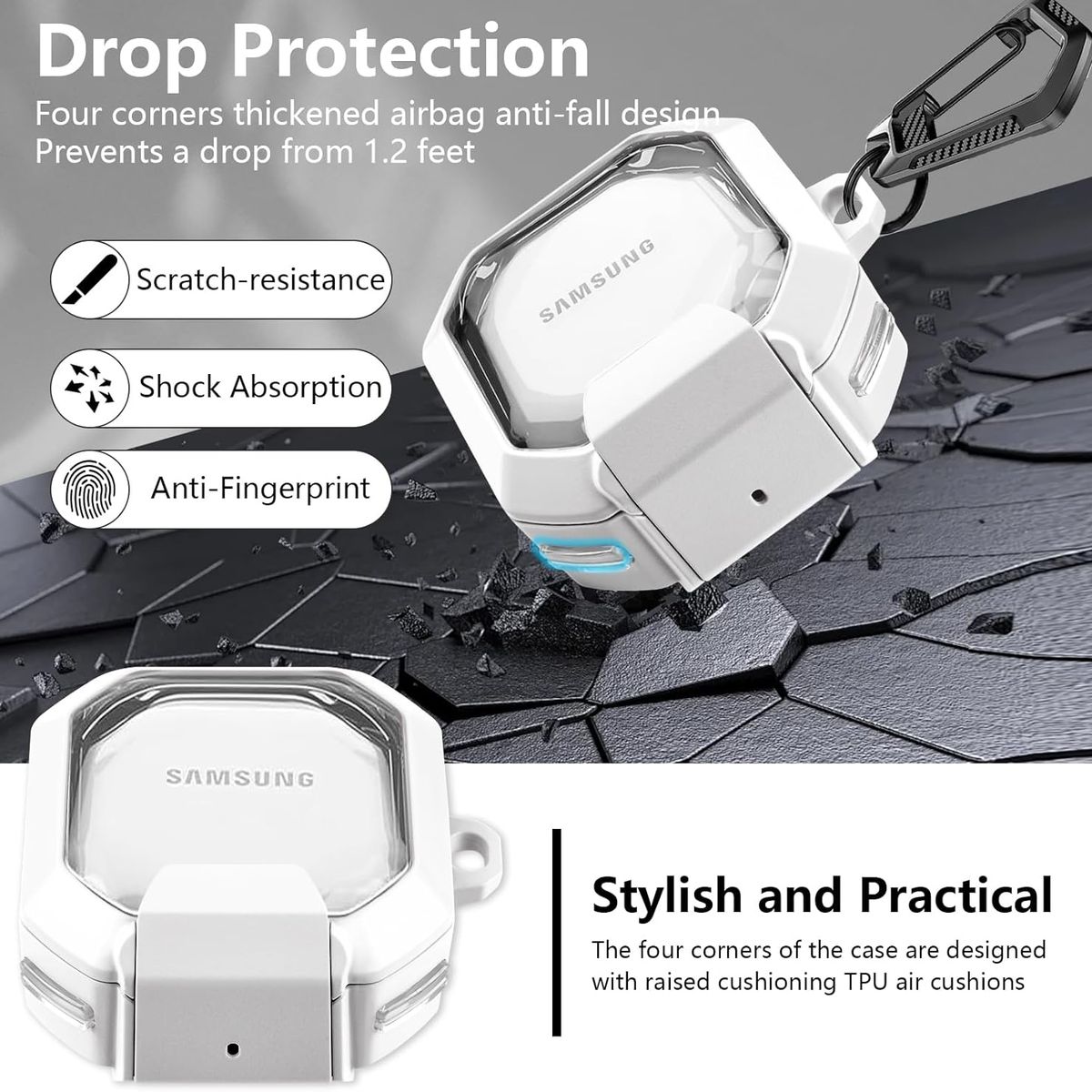 GENERICO - Funda transparente para Samsung Galaxy Buds FE - Blanco