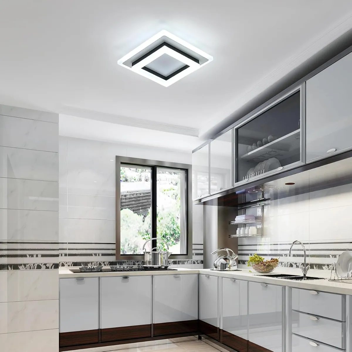 HOME NEAT - LED Lámparas de Techo Cuadrado 20cm 3 Colores para Pasillo