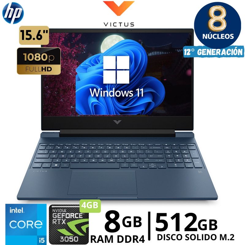 HP - Laptop Hp Victus Gaming 15-FA0021LA Core I5 - 12450H 156 FHD Ram 8GB SSD 512GB WIindows 11