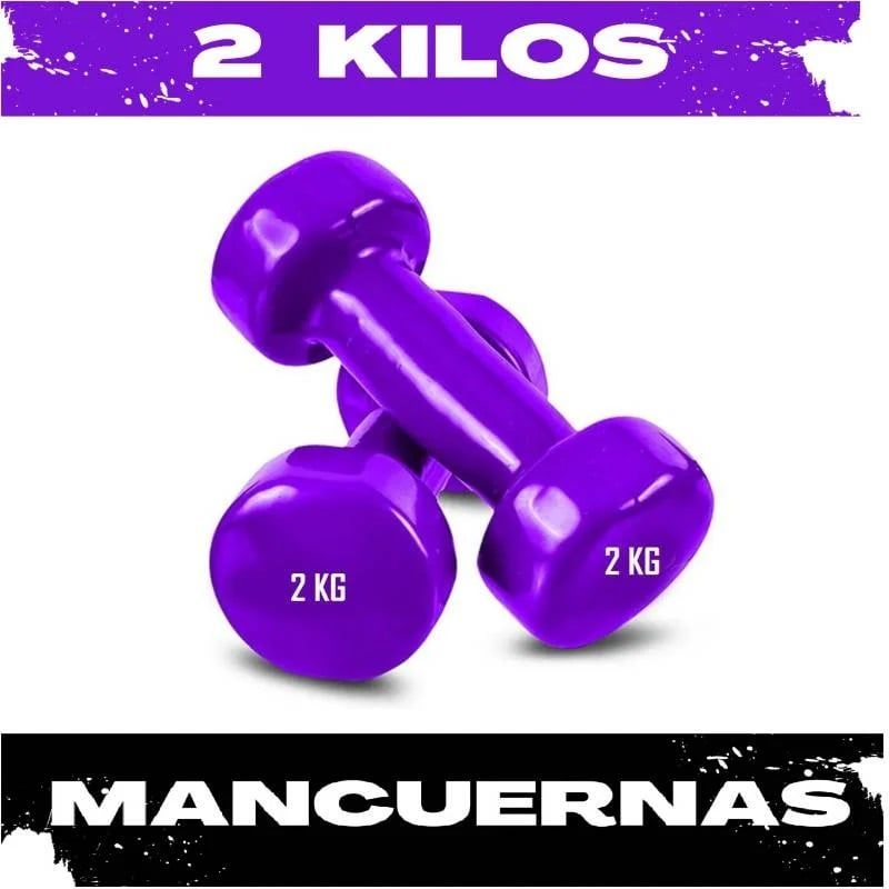 GENERICO - Juego de 2 Mancuerna Plastificada 2 kilos Morado