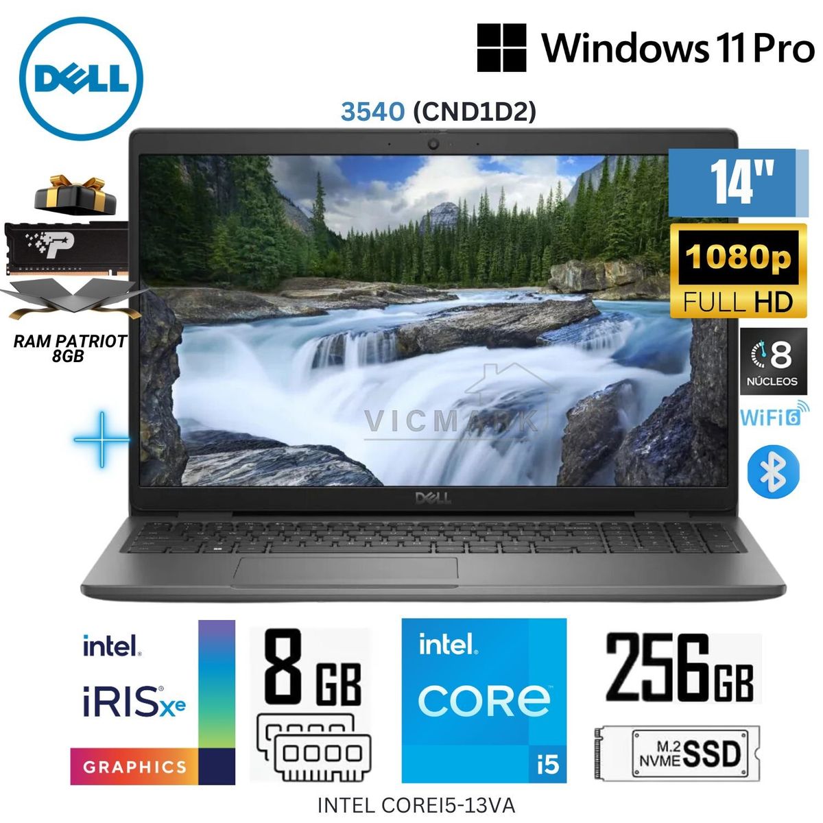 DELL - Laptop Dell Latitude 3540 Intel Corei5-13GEN 8GB RAM 256GB SSD 14"  FHD Wind 11 Pro+Ram Patriot 8GB