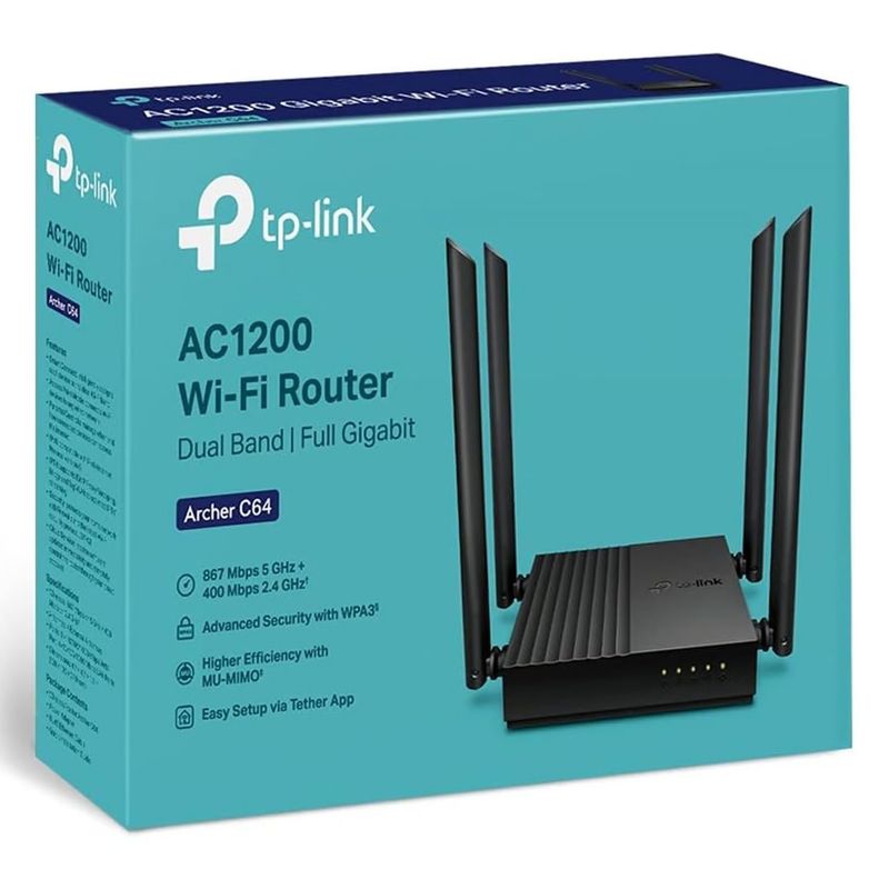 TP LINK - Router Tp-link archer c64 wireless dual band gigabit ac1200