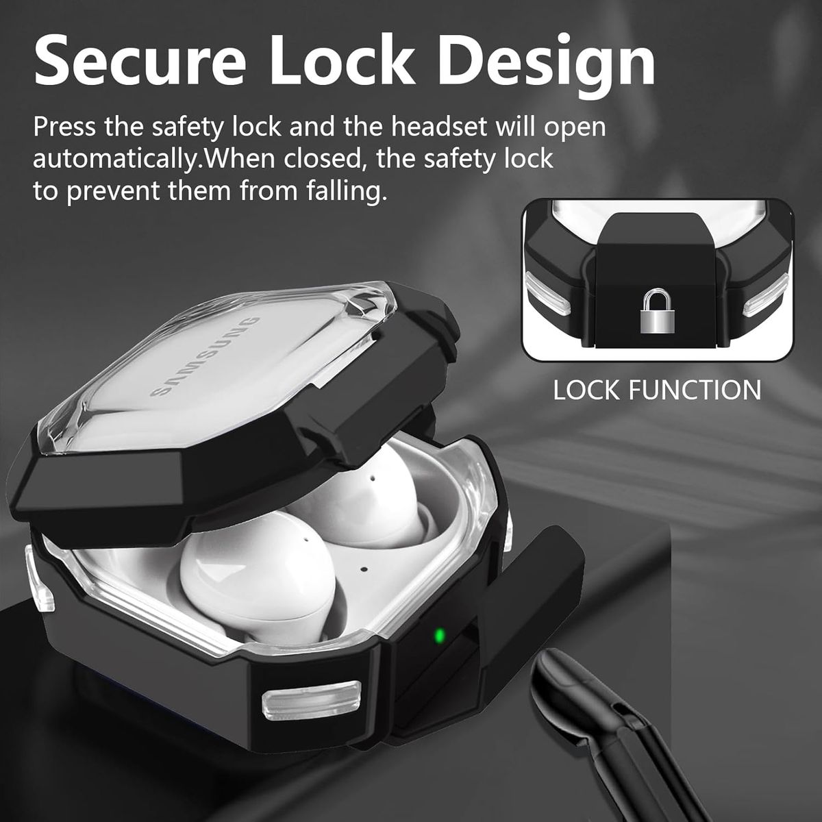 GENERICO - Funda transparente para Samsung Galaxy Buds 2 - Negro