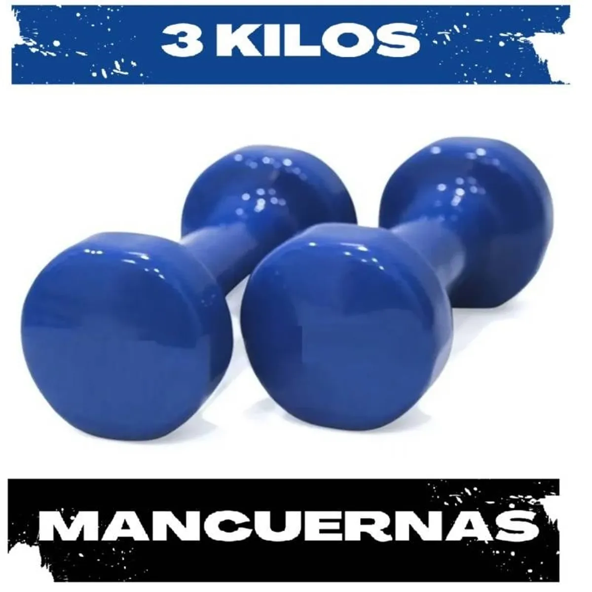 GENERICO - Juego de 2 Mancuerna Plastificada 3 kilos Azul