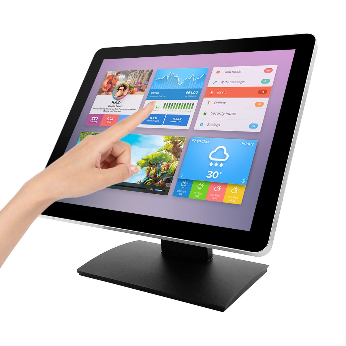 JPSYSTEMS - Monitor metálico touch pantalla táctil de 17 pulgadas VGA HDMI DVI