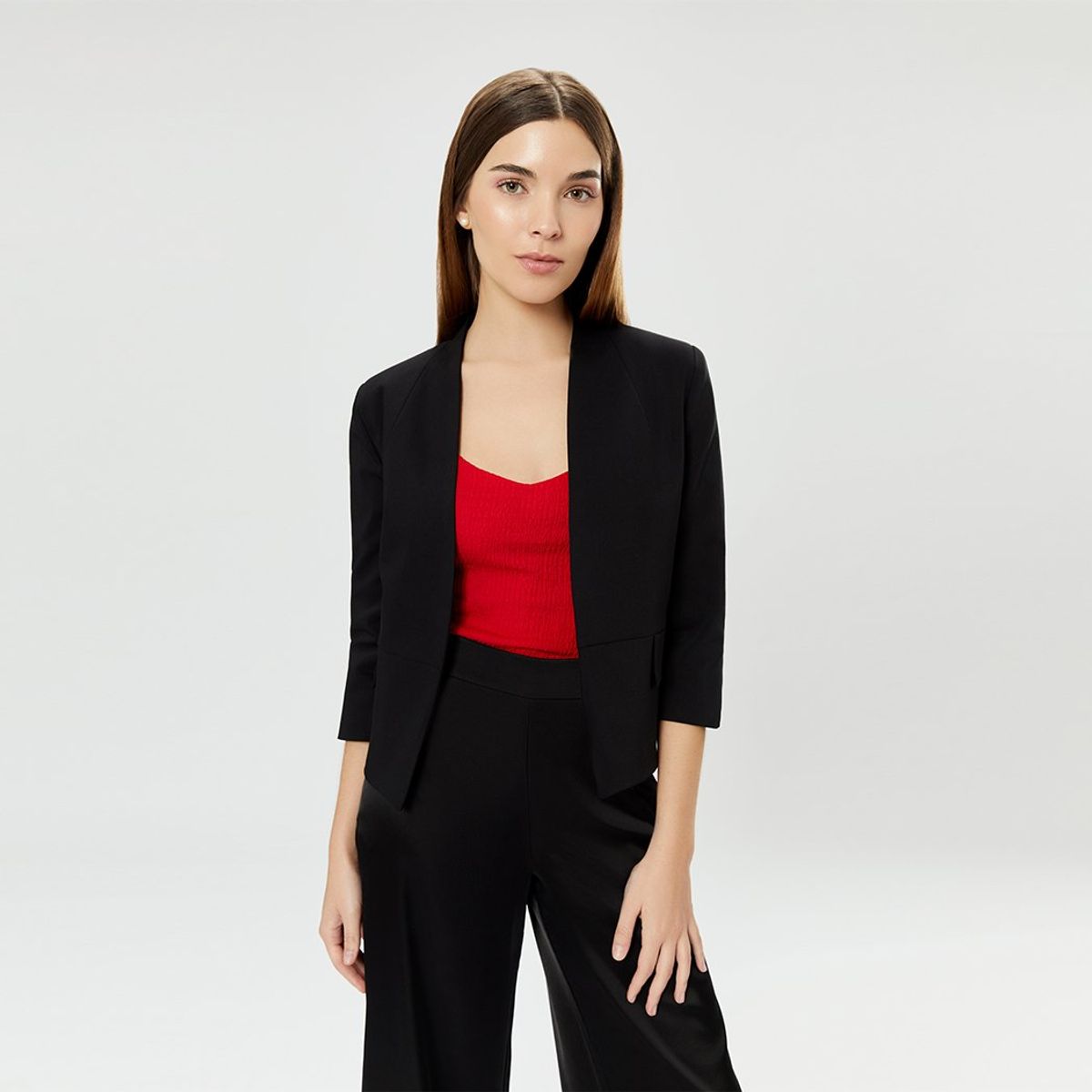 CAMILA VIALI - Camila Viali Blazer Abelle Negro Manga