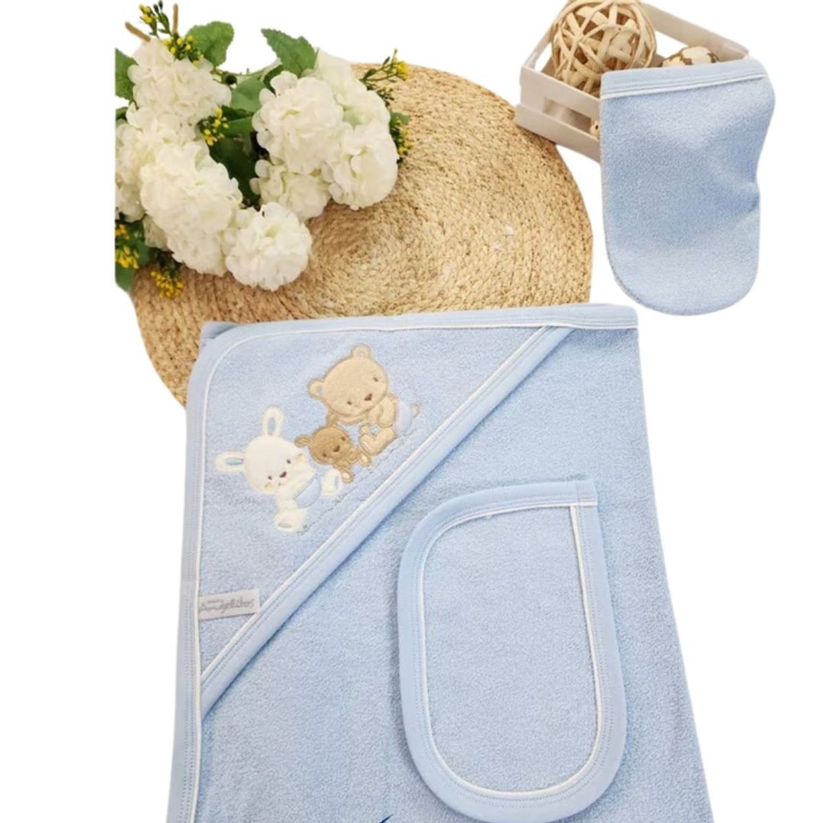 GENERICO - Toalla Con Capucha Para Bebe color Celeste