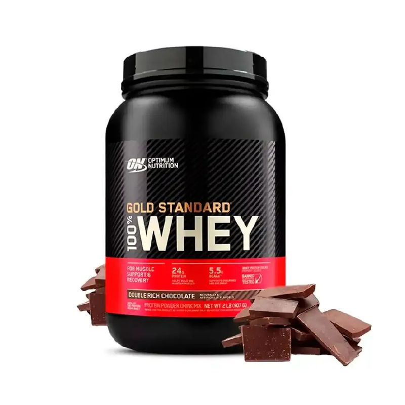OPTIMUN NUTRITION - PROTEÍNA GOLD STANDARD WHEY 2LB SABOR CHOCOLATE  SHAKER GRATIS
