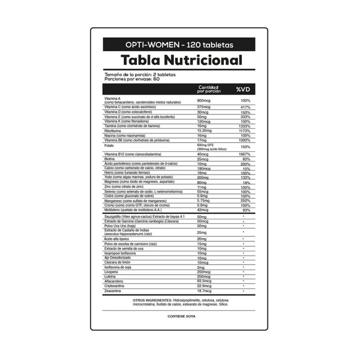 OPTIMUN NUTRITION - MULTIVITAMÍNICO OPTI-WOMEN FRASCO 120 CÁPSULAS