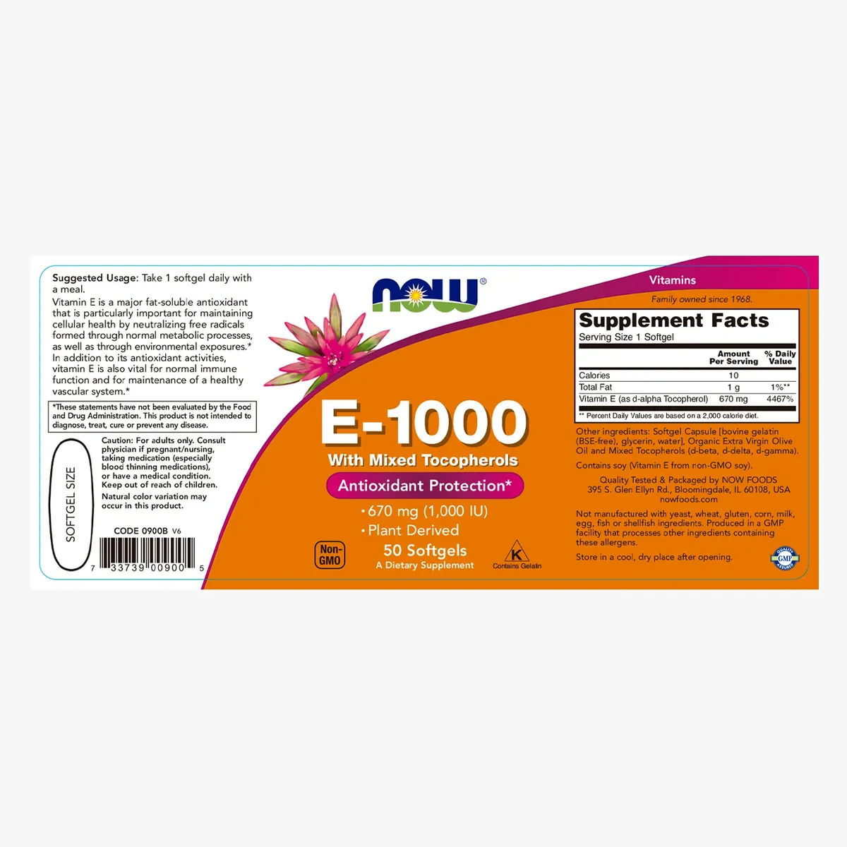 NOW - Vitamina E - 1000 UI Tocoferoles Mixtos