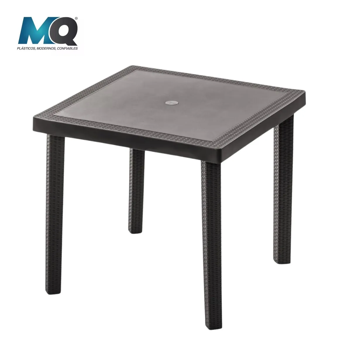 QRUBBER - Mesa ExteriorInterior Cuadrada Modelo Infinity Color Café Oscuro  MQ