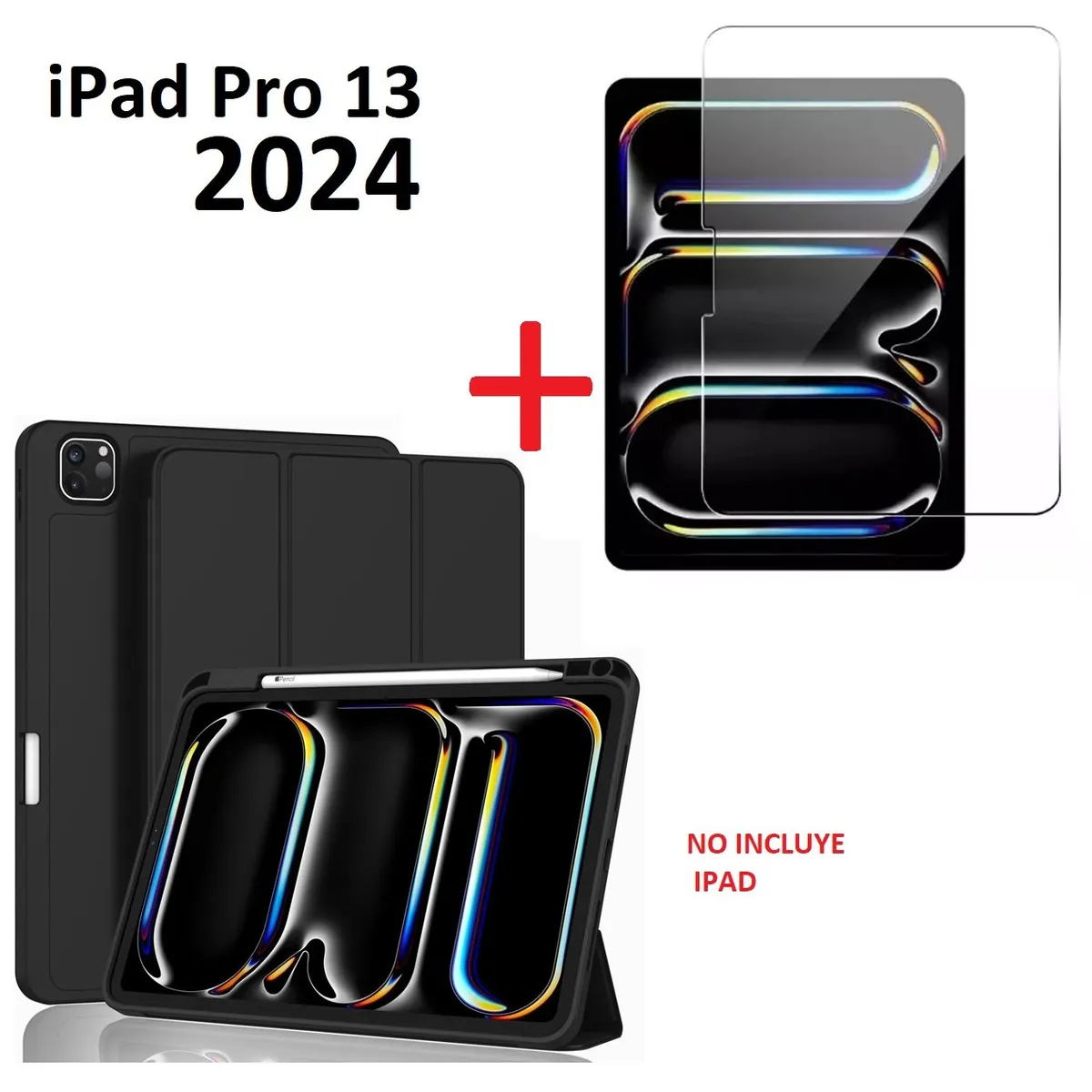 GENERICO - Funda Smart Cover + Mica Vidrio para iPad Pro 13 M4 2024 A2925 A2926.