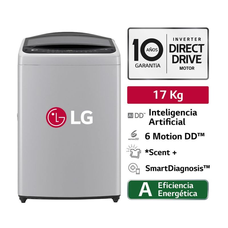 LG - Lavadora LG Carga Superior WT17DV6T AI DD Inteligencia Artificial 17 Kg