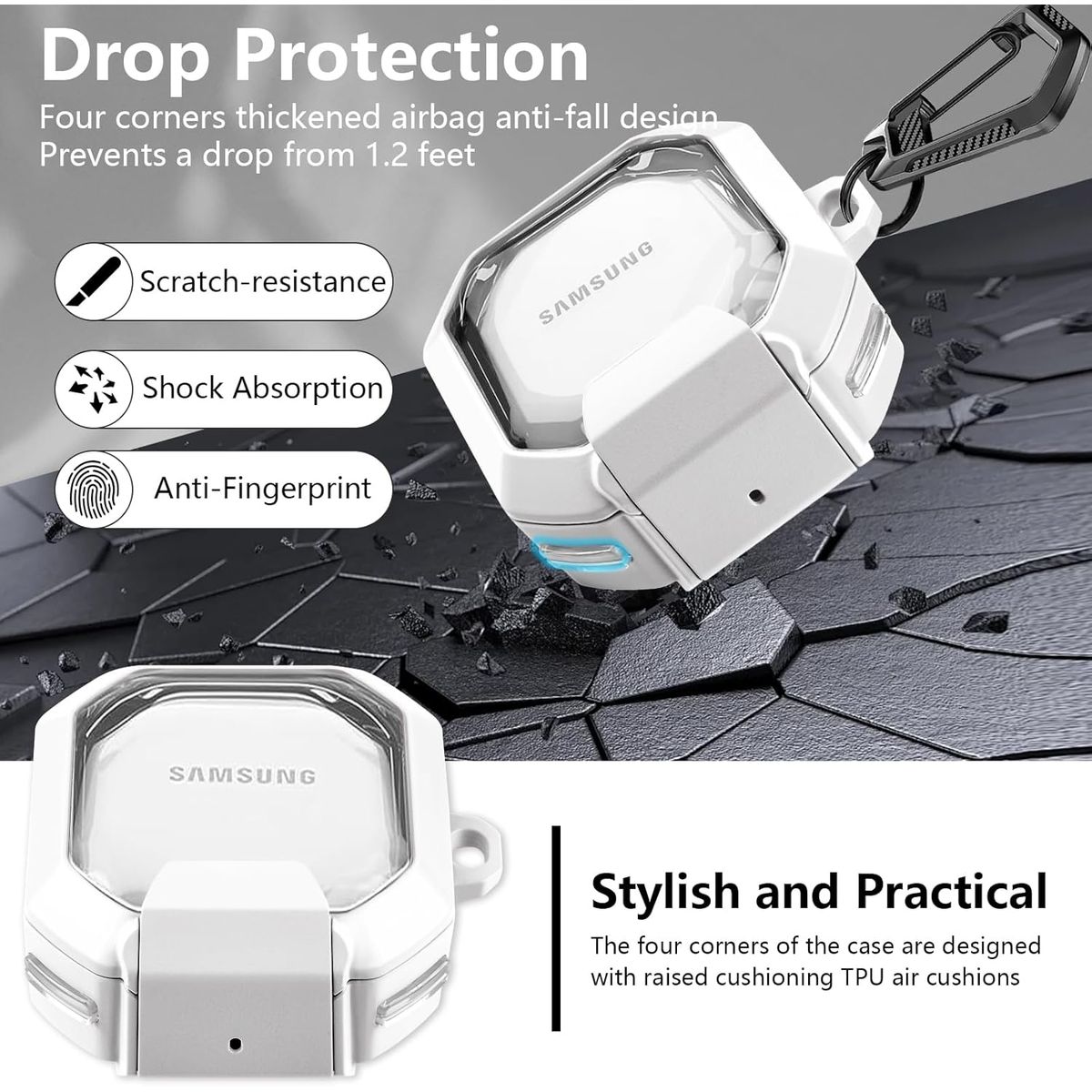 GENERICO - Funda transparente para Samsung Galaxy Buds 2 - Blanco