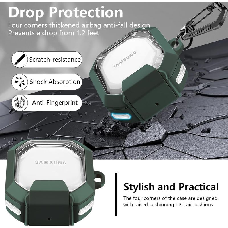 GENERICO - Funda transparente para Samsung Galaxy Buds 2 Pro - Verde