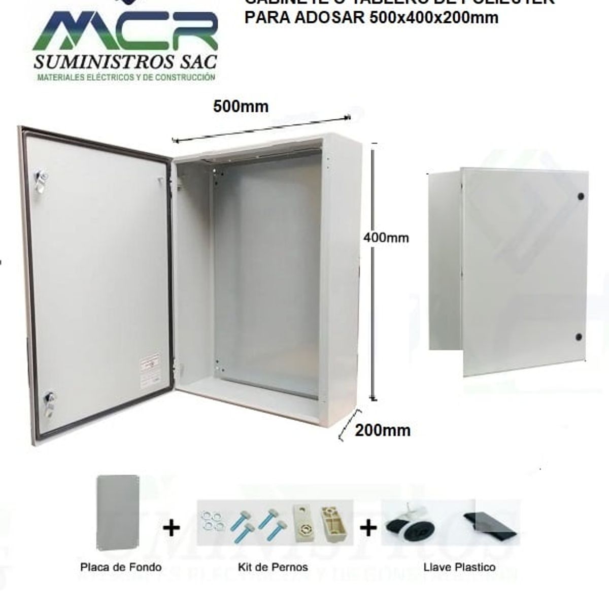 GENERICO - GABINETE O TABLERO DE POLIESTER PARA ADOSAR 500x400x200mm