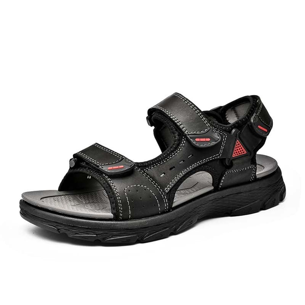 SHANDIAN - Sandalias Dedo Abierto Pantuflas Hombre Negro