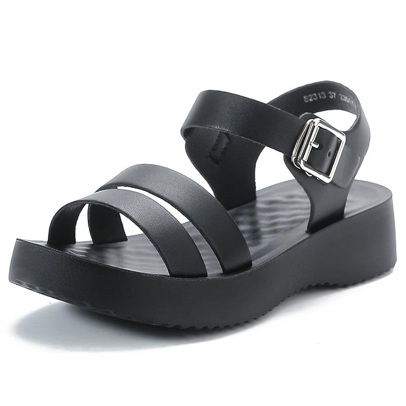 SHANDIAN - Sandalias Dedo Abierto Pantuflas Mujer Beige