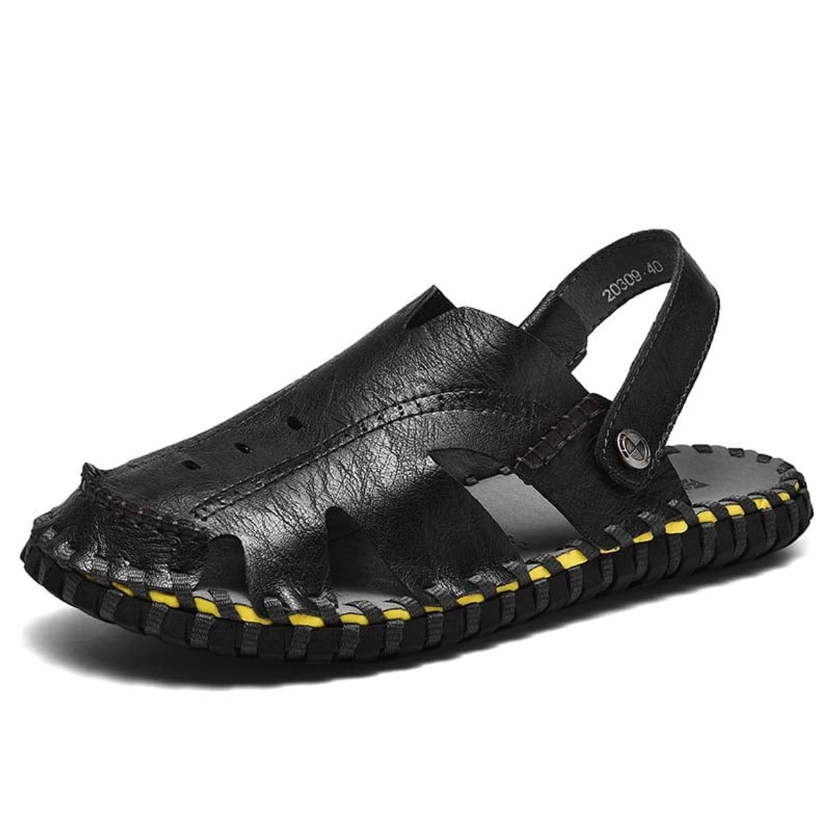 SHANDIAN - Sandalias Dedo Abierto Pantuflas Hombre Negro