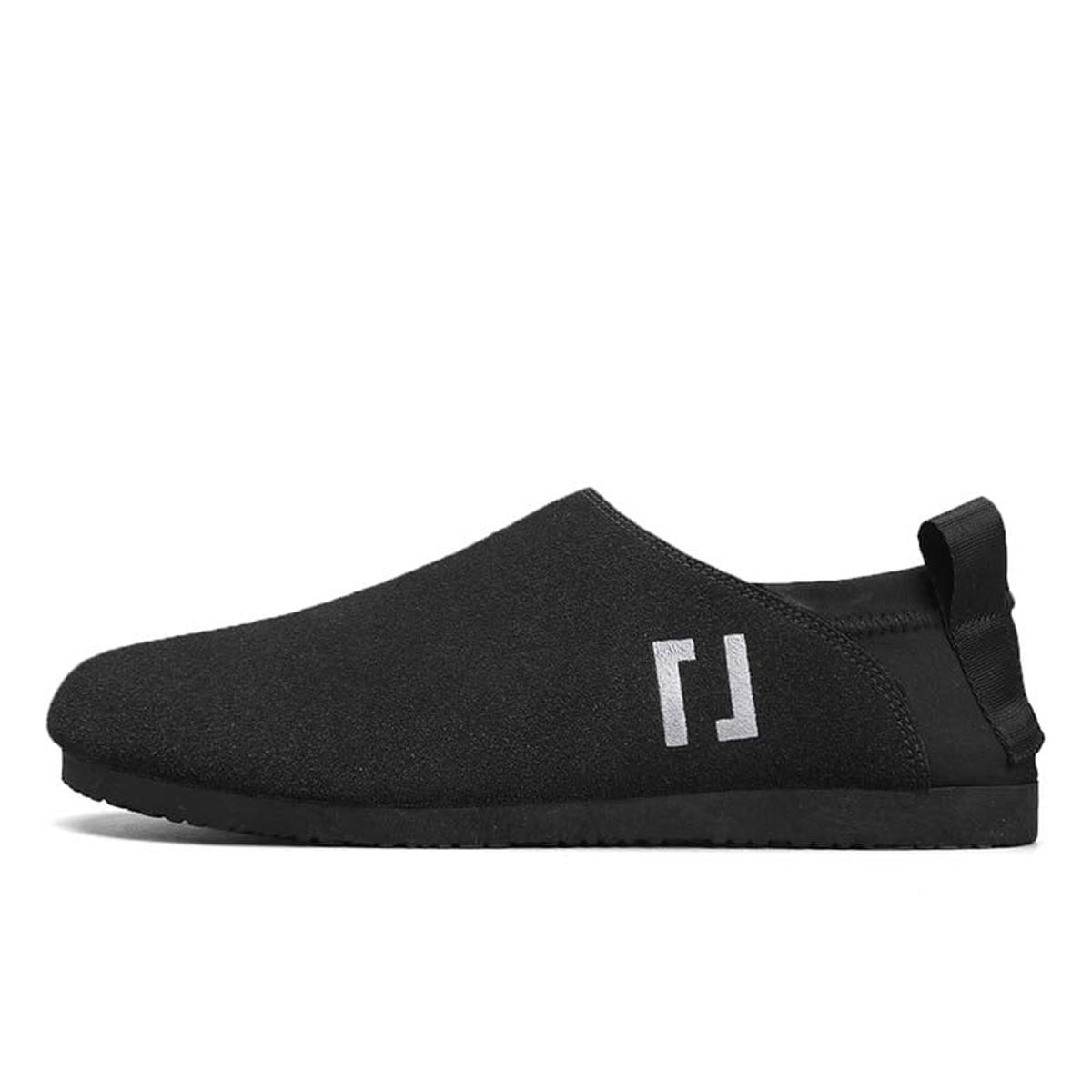 SHANDIAN - Pantufla Classic Fur Cuero Hombre Negro