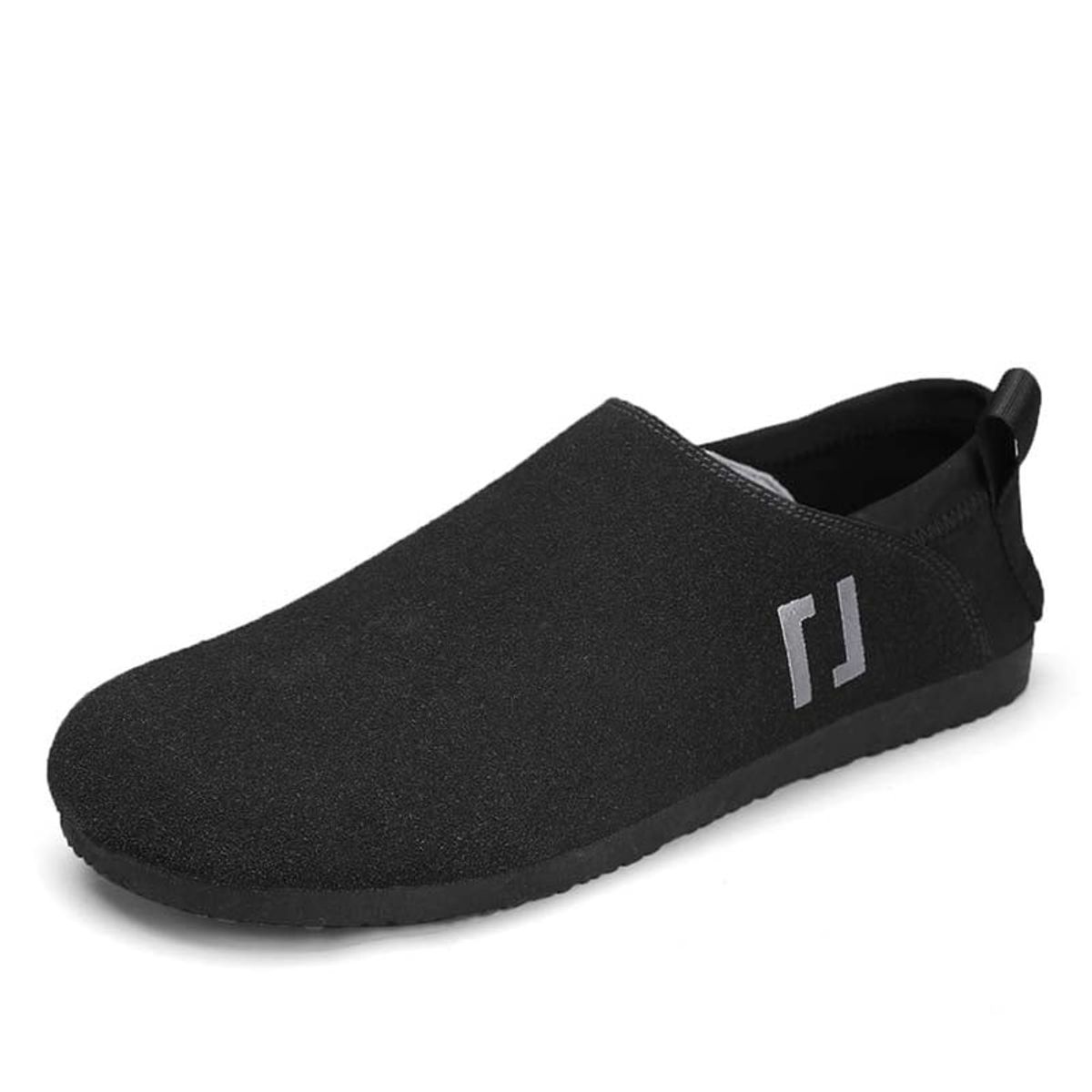 SHANDIAN - Pantufla Classic Fur Cuero Hombre Negro