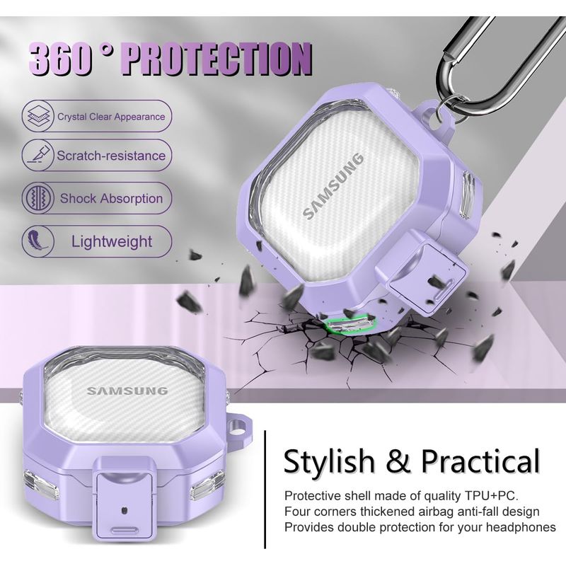 GENERICO - Funda transparente para Samsung Galaxy Buds Pro - Lila