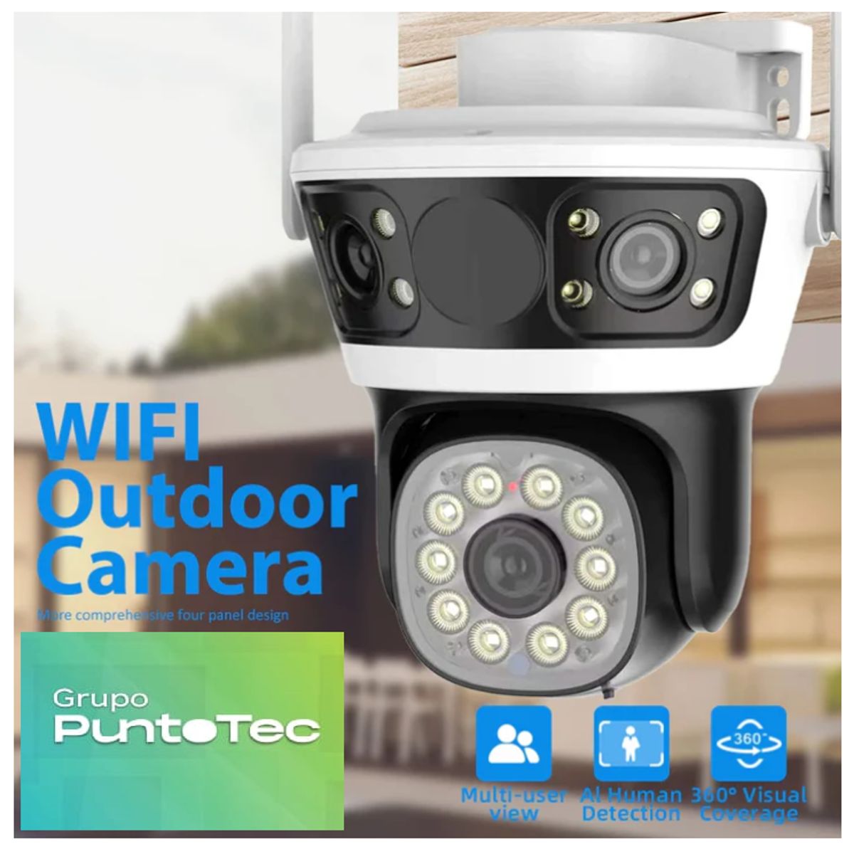 PREMIUM - Cámara De Seguridad TRIPLE LENTE Exterior Giratorio 855F