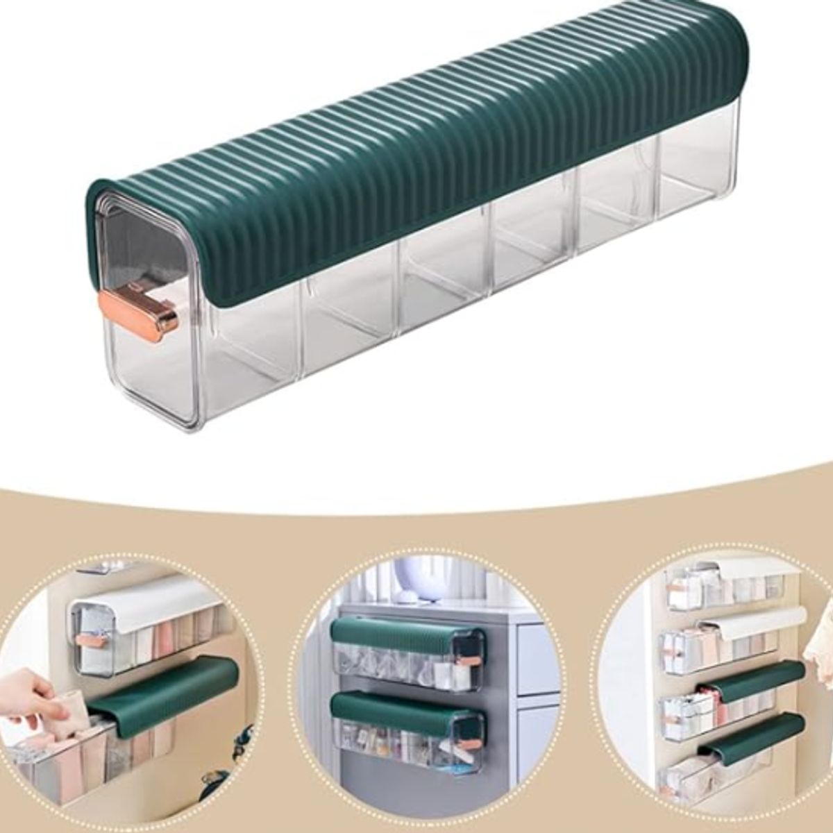 GENERICO - Cesta Organizador Multiuso 6 Divisiones de Acrílico Navidad - Verde Oscuro